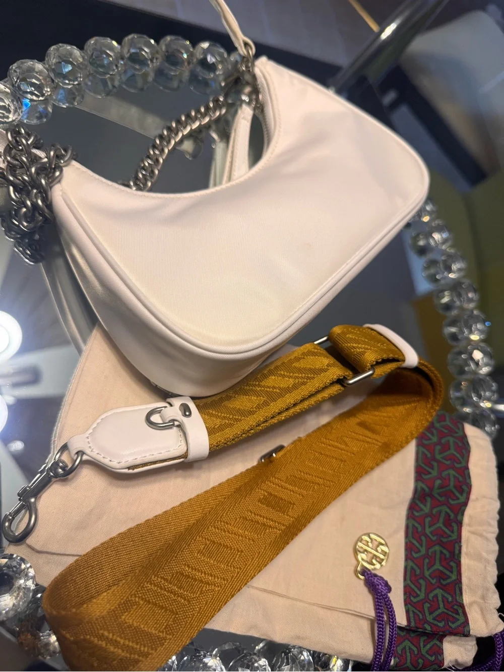 NWOT Tory Burch  Small 151 Mercer Spazzolato Crescent Bag